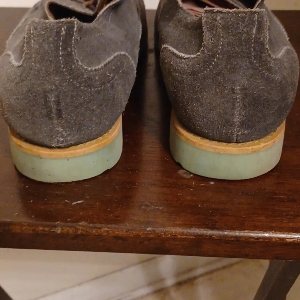 J.D. Fisk Grey Suede Leather Shoes with Green Soles, 12